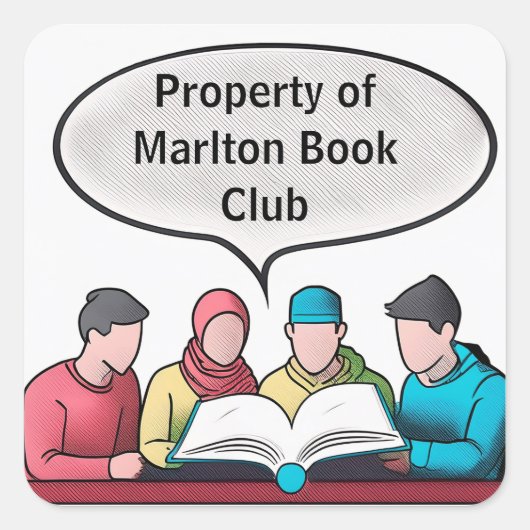 Book Club Open Invitation Customizable Quadratischer Aufkleber (Vorderseite)
