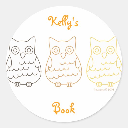 Book Club Owls Runder Aufkleber (Vorderseite)