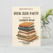 Book Club Party Invitation – Cozy Reading Night Einladung (Stehend Vorderseite)