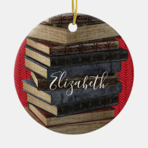 Book Club Teacher Monogram Keramik Ornament