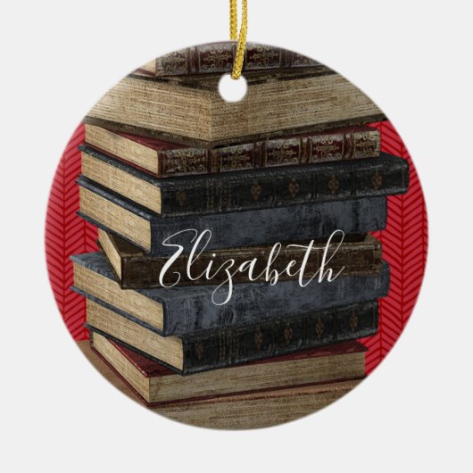 Book Club Teacher Monogram Keramik Ornament (Vorne)