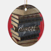 Book Club Teacher Monogram Keramik Ornament (Links)