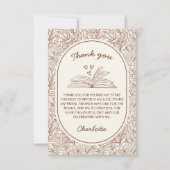 Book Club Theme Floral Brown Bridal Shower Dankeskarte (Vorderseite)