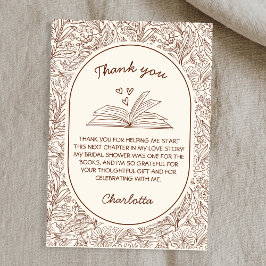 Book Club Theme Floral Brown Bridal Shower Dankeskarte