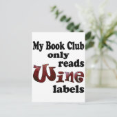 Book Club Wine Labels Postkarte (Stehend Vorderseite)