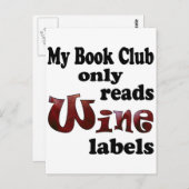 Book Club Wine Labels Postkarte (Vorne/Hinten)
