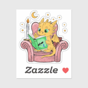 Book Dragon Fantasy Reader - Lover Aufkleber