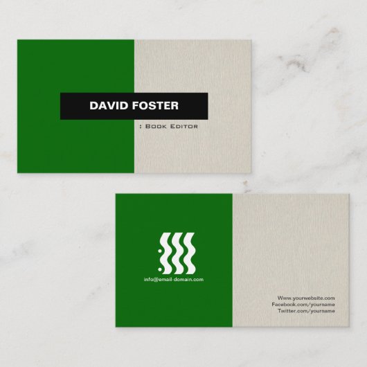 Book Editor - Einfach elegant Stilvoll Visitenkarte (Vorne/Hinten)
