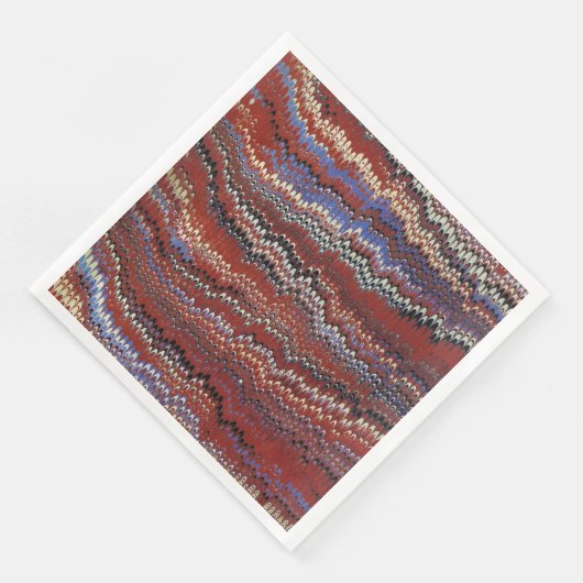 Book Endpaper Marbling (überwiegend in Rot) Serviette (Ecke)