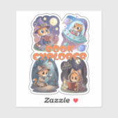 Book Explorer – Cute Cat Reading Adventure Aufkleber (Blatt)