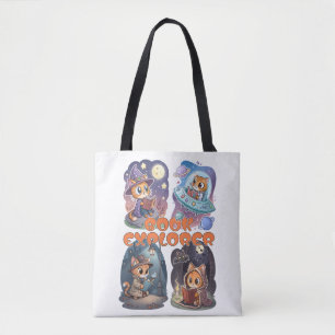 Book Explorer – Cute Cat Reading Adventure Tasche