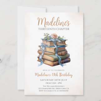 Book floral Girl Birthday Einladung