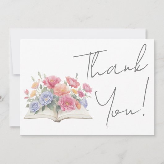 Book Floral Thank You Dankeskarte (Vorderseite)