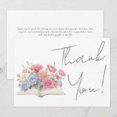 Book Floral Thank You Dankeskarte (Vorne/Hinten)
