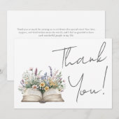 Book Floral Thank You Dankeskarte (Vorne/Hinten)