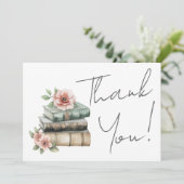 Book Floral Thank You Dankeskarte (Stehend Vorderseite)