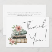 Book Floral Thank You Dankeskarte (Vorne/Hinten)