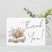 Book Floral Thank You Dankeskarte (Stehend Vorderseite)