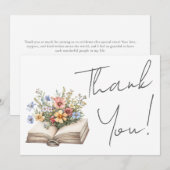 Book Floral Thank You Dankeskarte (Vorne/Hinten)