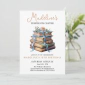 Book Girl Birthday Einladung (Stehend Vorderseite)