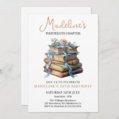 Book Girl Birthday Einladung (Vorne/Hinten)