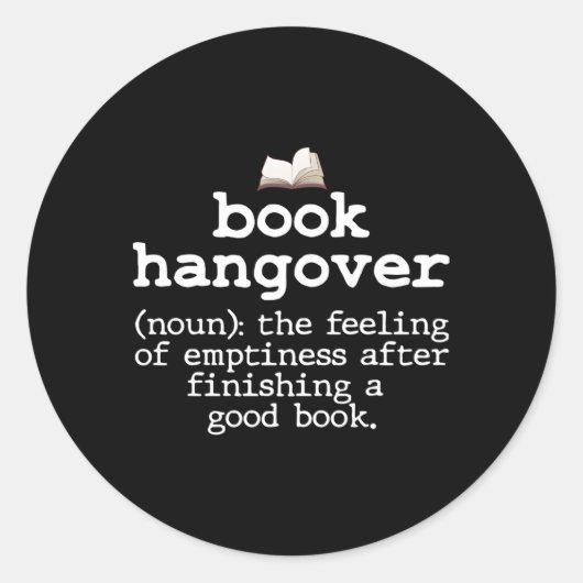 Book Hangover Definition Bookworm Nerd Lesen Runder Aufkleber (Vorderseite)