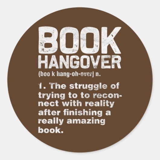 Book Hangover Definition Reading Reader Bookworm Runder Aufkleber (Vorderseite)
