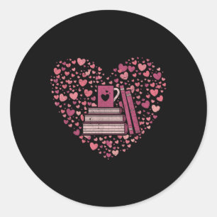 Book Heart Book Reader Geschenk Bookworm Nerd Lieb Runder Aufkleber