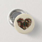 Book Heart Button | Vintage Aesthetic Reader Pin (Vorne & Hinten)