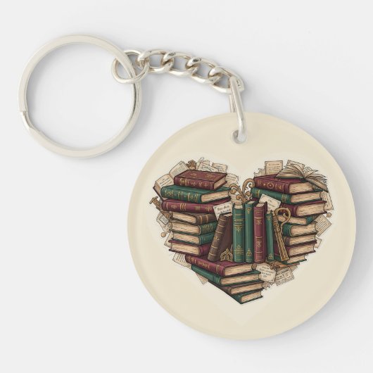 Book Heart Keychain | Vintage Bibliophile Gift Schlüsselanhänger (Vorderseite)
