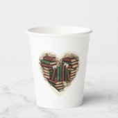 Book Heart Paper Cups | Vintage Aesthetic Pappbecher (Rückseite)