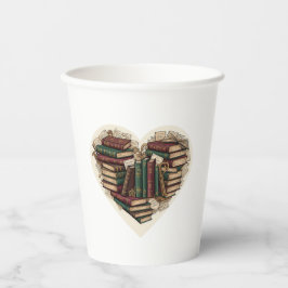 Book Heart Paper Cups | Vintage Aesthetic Pappbecher