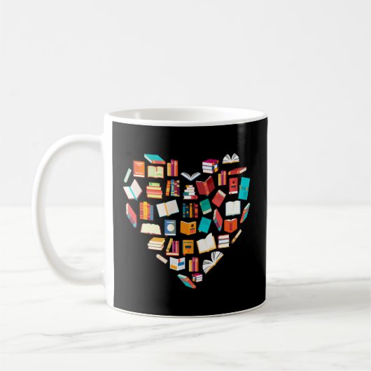 Book Heart Shape Reading Club Librarian Bookworm Kaffeetasse (Links)