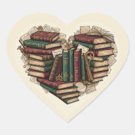 Book Heart Sticker | Aesthetic Vintage Bibliophile