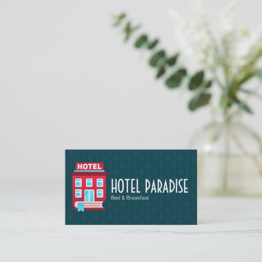Book Hotel Logo | Bed Breakfast Visitenkarte (Stehend Vorderseite)