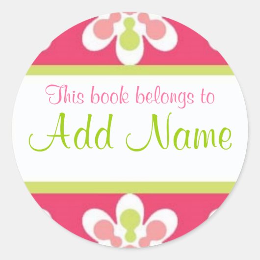 Book Label "This book gehört" Retro Runder Aufkleber (Vorderseite)