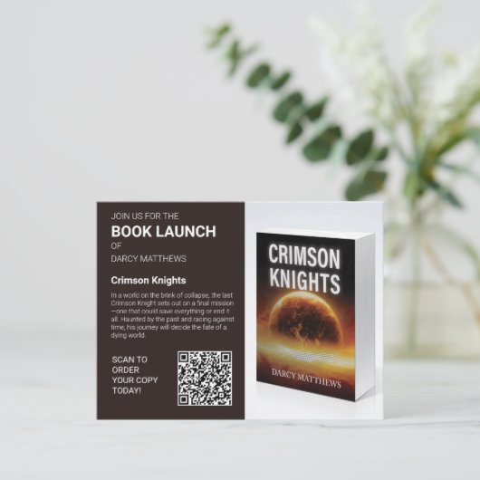 Book Launch Author Promo Photo QR Code Postkarte (Stehend Vorderseite)