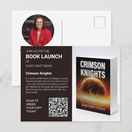 Book Launch Author Promo Photo QR Code Postkarte (Vorne/Hinten)