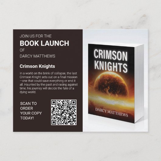 Book Launch Author Promo Photo QR Code Postkarte (Vorderseite)