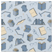 Book Lover Bookworm Blue Books and Reading Glasses Stoff (Nahaufnahme)
