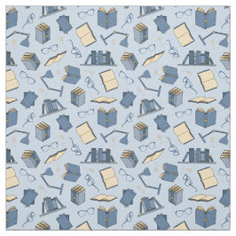 Book Lover Bookworm Blue Books and Reading Glasses Stoff