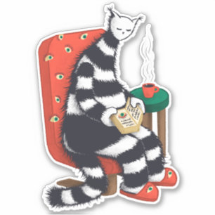 Book Lover Cat Art Sticker