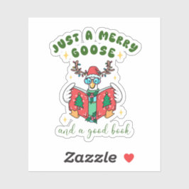 Book Lover Christmas Merry Goose Aufkleber