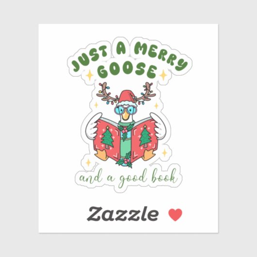 Book Lover Christmas Merry Goose Aufkleber (Blatt)