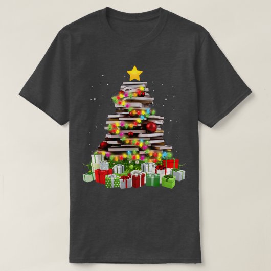Book Lover Christmas Tree Bookworm Librarian Chris T-Shirt (Design vorne)