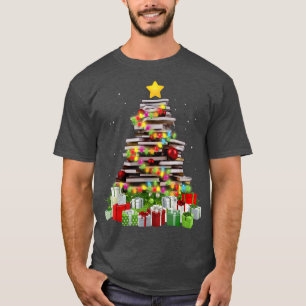 Book Lover Christmas Tree Bookworm Librarian Chris T-Shirt