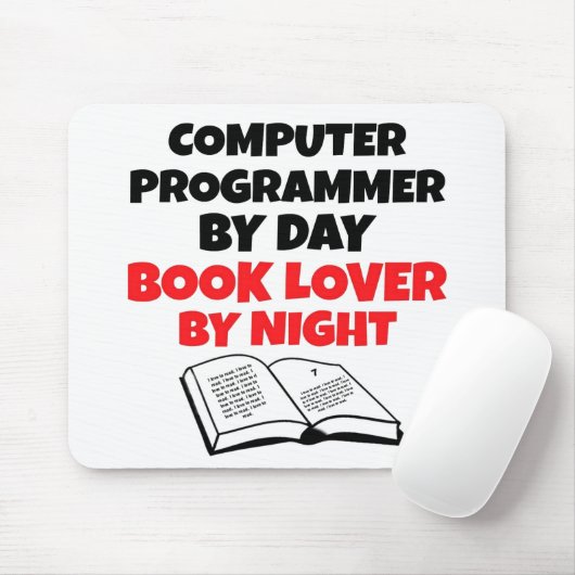 Book Lover Computer Programmer Mousepad (Mit Mouse)