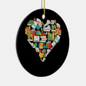 Book Lover Heart Form Lesen Bibliothekarische Bibl Keramik Ornament (Rechts)