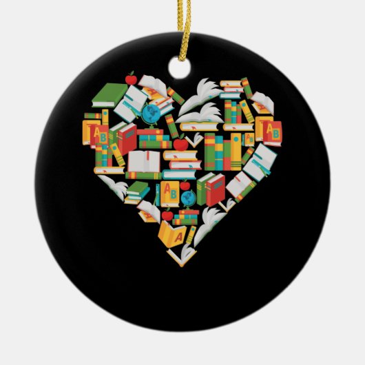 Book Lover Heart Form Lesen Bibliothekarische Bibl Keramik Ornament (Vorne)
