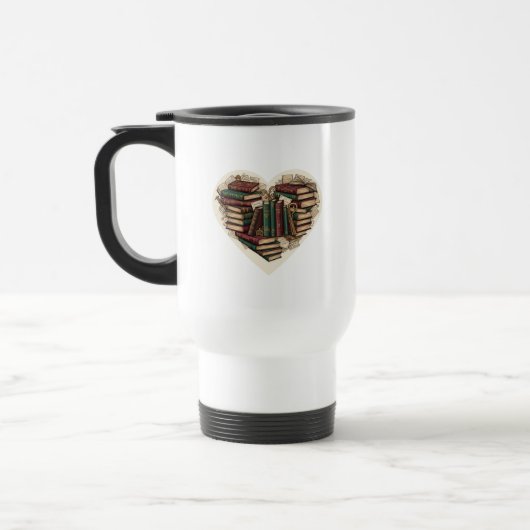 Book Lover Heart Mug Reisebecher (Links)